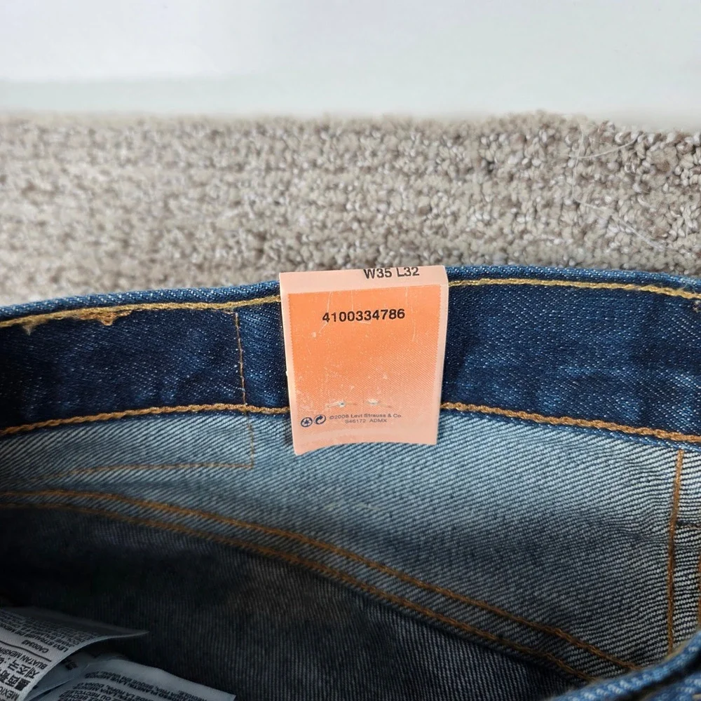 Levis 501 Mens Original Fit Straight Leg Button Fly Jeans Dark Wash 35x32 NEW